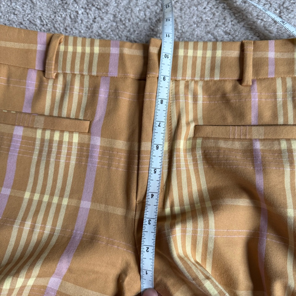 Anthropologie Maeve Kick-Flare Pants Orange Plaid 6 Small - Picture 11 of 12